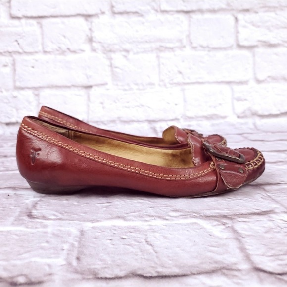 Frye Ruby Woven Moc Moccasins Size 8.5 flats red women's - Picture 7 of 10